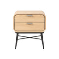 Modern Minimalist Nightstand with Two Drawers and Metal Legs