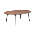 Modern Oval Outdoor Dining Table with Wooden Top and Metal Legs